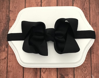 Baby Headband, bow headband, stretchy bow headband, infant headband, black bow headband, baby headband, newborn headband