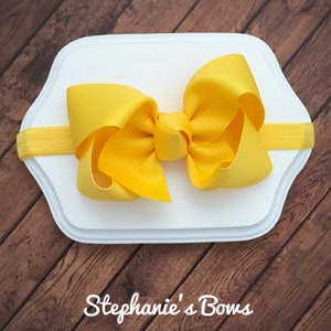 Baby Headband, bow headband, stretchy bow headband, infant headband, yellow bow headband, baby headband, newborn headband