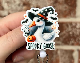 Goose badge reel, goose id holder, Halloween badge reel, Halloween id badge holder