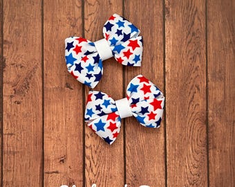 4th of July pigtail bows, 4th of July pigtail set, pigtail bows, red white and blue bows, toddler bow, USA bows, patriotic bows, pigtail set