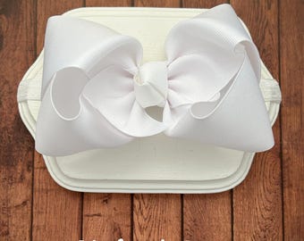 Baby Headband, bow headband, stretchy bow headband, infant headband, white bow headband, baby headband, 5 inch bow headband