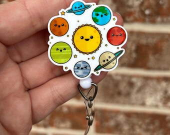 Planets badge reel, id holder, cute badge reel, badge reel, teacher badge reel, science badge reel