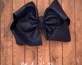 Navy glitter bow, navy hairbow, glitter bow, glitter hairbow, sparkly bow