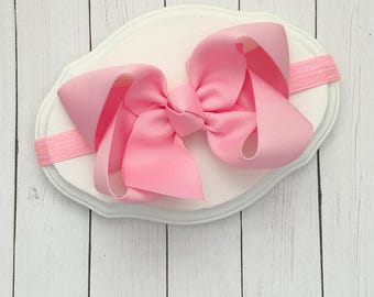 Baby Headband, bow headband, stretchy bow headband, infant headband, pink bow headband, baby headband, newborn headband, pink headband