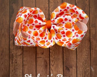 Thanksgiving bow, Thanksgiving hairbow, fall bow, pumpkin bow, pumpkin patch bow, big pumpkin bow, Halloween bow, fall festival bow