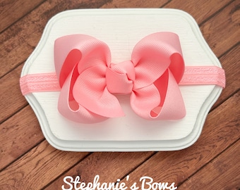 Baby Headband, bow headband, stretchy bow headband, infant headband, pink bow headband, baby headband, newborn headband