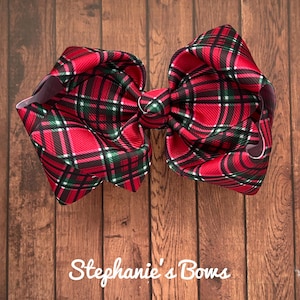 Plaid Christmas bow, red plaid Christmas bow, Big plaid bow, small plaid bow