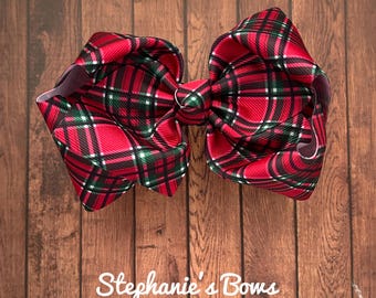 Plaid Christmas bow, red plaid Christmas bow, Big plaid bow, small plaid bow