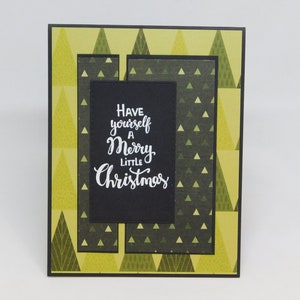 Christmas Card.  Tone on Tone Green Abstract Christmas Tree Design.  Have Yourself a Merry Little Christmas.