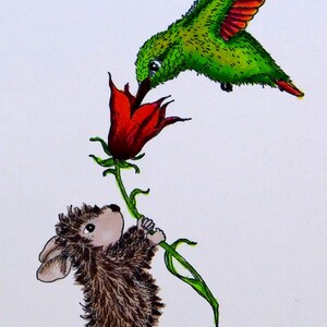 Hummingbird Mouse Friendship Card. Mouse and Hummingbird. - Etsy