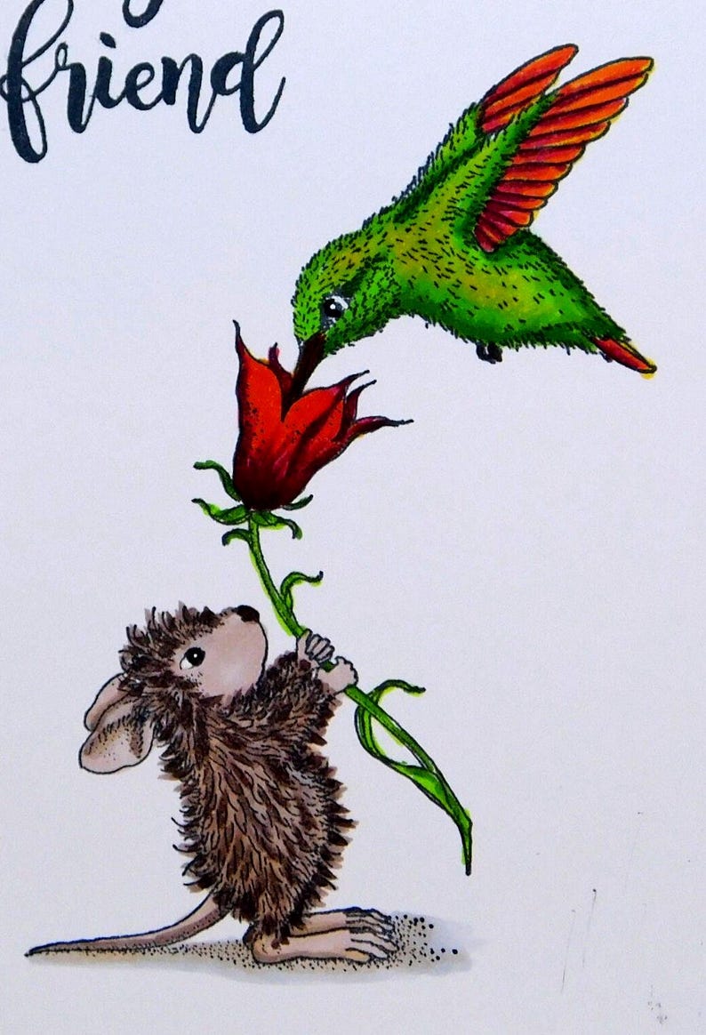 Hummingbird Mouse Friendship Card. Mouse and Hummingbird. - Etsy