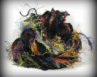Something Wicked Elements 26yd Art Yarn Bundle . Mixed Media Fantasy Fiber Art Textile Craft Kit . Wool Sari Silk