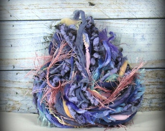 Iris Elements 12yd Shabby Cottage Chic Art Yarn Bundle . Mixed Media Textile Craft Pack . Hand Dyed Merino Wool