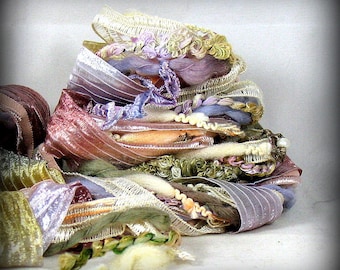 Lyrique Elements 12yd . Cottage Shabby Chic Art Yarns Fiber Bundle . Pink Blue Mauve Cream Peach