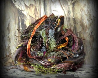 Dryad Elements 12yd 6x2 Autumn Art Yarn Bundle . Collage Fibers Wall Art Tassels Accents Gift Wrapping Tags