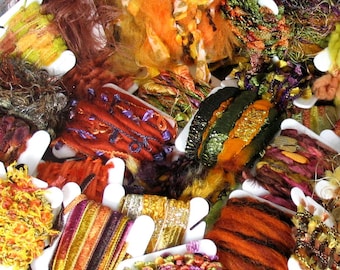 Autumn Paintbrush Grab Bag 50yd 25x2 . Novelty Fiber Specialty Ribbon Art Yarn Bundle