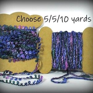 5/5/10 Yards Muench Fabu 4305 and/or Muench Cleo 1164 Yarn Coordinates . Purple Rose Iris Teal . Mixed Media Journaling Scrapbooking Trims