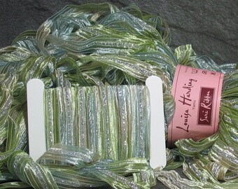 5yds Louisa Harding Sari Ribbon 02 Dew . Pale Aqua Celery Champagne Silver Sparkle . Dreamcatcher Scrapbook Journal Gift Wrap Ribbon Tags