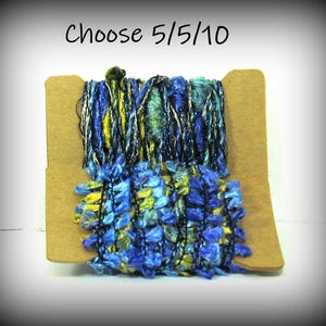 5/5/10 Yards Muench Fabu 5306 and/or Muench Cleo Yarn 1153 Coordinates . Sky Blue Cobalt Gold Sage . Mixed Media Collage Scrapbook Journal