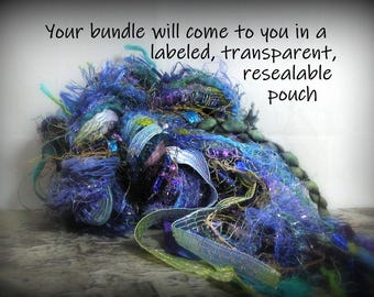 The Ocean Floor Elements 13x2=26yds Fantasy Fiber Art Yarn Bundle . Handspun Merino Wool Cotton