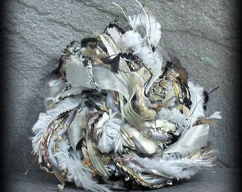 Gull Cove Elements 26yds 13x2 Neutral Art Yarn Bundle . Boho Coastal Mixed Yarns Pack . Gray White Tan