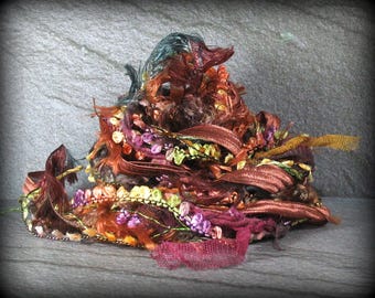 Before the Frost Elements 6x2 12yd Art Yarn Bundle . Autumn Inspired Fibers . Brown Rust Orange Gold Wine Caramel