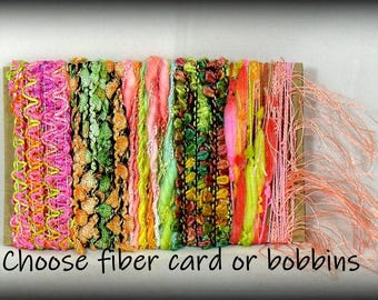 Gelato Elements 12yd Fiber Art Yarn Bundle . Hot Pink Aqua Coral Melon Mint Gold Lime . Hand Painted Yarn Specialty Ribbons Novelty Yarns