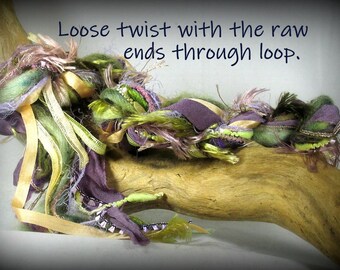 Grapevine Elements 18yd 9x2 Fiber Art Yarn Bundle . Weaving Craft Kit . Sage Plum Moss Peach . Wools Silks Cottons