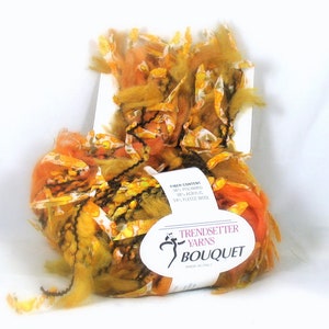 5 Yards Trendsetter Bouquet Yarn . Orange Sunset 1520 . Fantasy Fiber Art . Miniatures Costumes Masks Mixed Media Embellishment Textile Trim