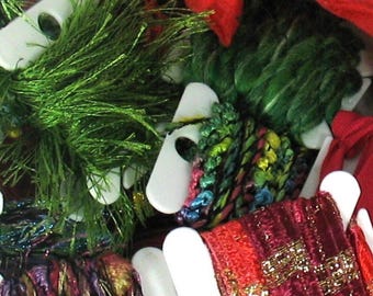 Pincel navideño 50 yardas 25x2 yardas. Hilo de fibra para arte, cinta especial, paquete sorpresa. Rojo, verde, dorado.