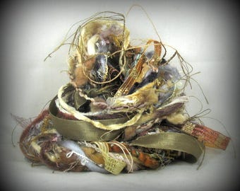 Coyote Ridge Elements 18x1 18yd Neutral Art Yarn Bundle . Rustic Fibers Mixed Media Journal Weaving Felting . Ribbons Wool Novelty Yarns