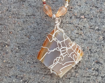 Brown Agate Beaded Necklace