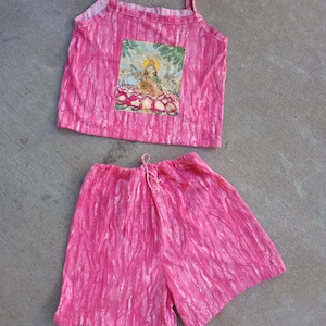 Pink Tie Dye &quot;Lakshmi,&quot; Graphics Top &  Shorts Set