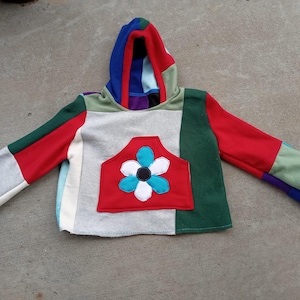 Mehrfarbiger Patchwork Hoodie Größe Medium