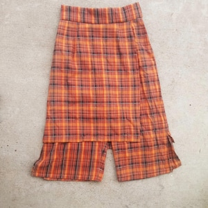 Orange & Brown Plaid Size Small Skorts