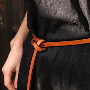 Brown knot belt, dress belt, leather belt, tie belt, minimal style belt image 3