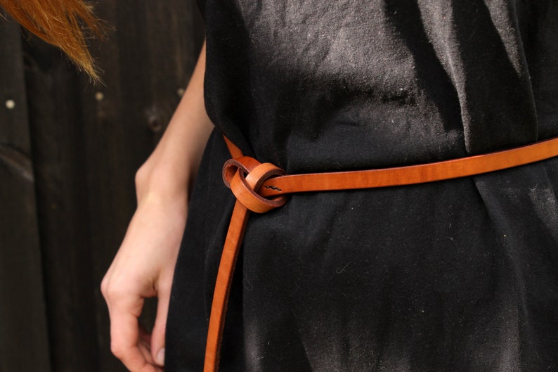 Brown knot belt, dress belt, leather belt, tie belt, minimal style belt image 3