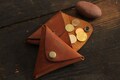 Leather Triangle Coin purse, Leather Coin Purse, Leather Coin Case, Coin Wallet, Free shipping product logo