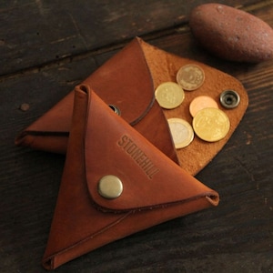 Portamonete triangolare in pelle, portamonete in pelle, portamonete in pelle, portafoglio portamonete, spedizione gratuita