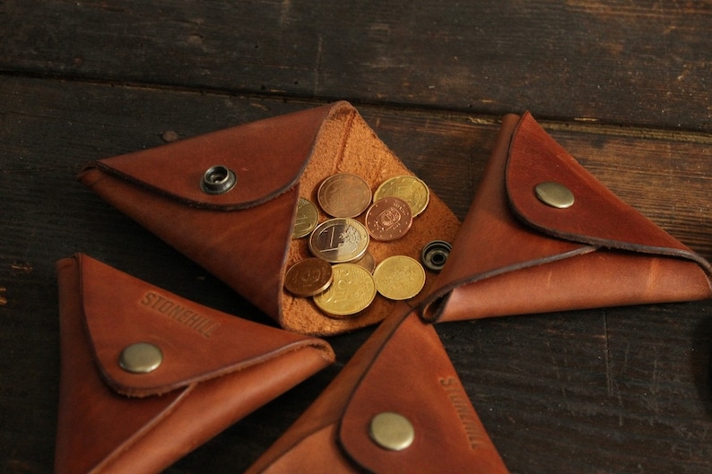 Triangular Coin Purse Leather Triangle Coin Purse, Leather Coin Purse, Leather Coin Case ...