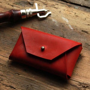 credit card case, lederen kaarthouder, minimalistische portemonnee, kaart organizer, card portemonnee, rode portemonnee