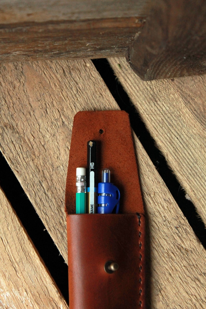 Leather pencil case Leather pen holder Pencil sleeve Pen Etsy