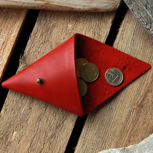 Porte-monnaie, Pochette à pièces en cuir, Sac à main triangle, Porte-monnaie en cuir, Étui à pièces en cuir, Portefeuille à pièces en cuir