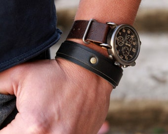 Mens leather cuff, unisex bracelet,  leather bracelet, minimalist bracelet
