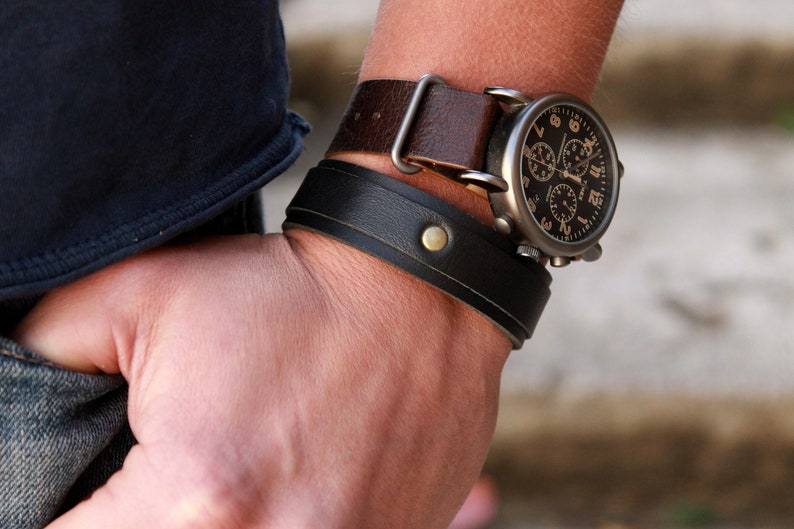 Mens leather cuff, unisex bracelet, leather bracelet, minimalist bracelet image 1