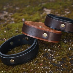 Mens leather cuff, unisex bracelet, leather bracelet, minimalist bracelet image 10