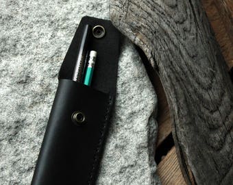 Leather pen holder, leather pencil case, pen case, pencil sleeve, minimalist case
