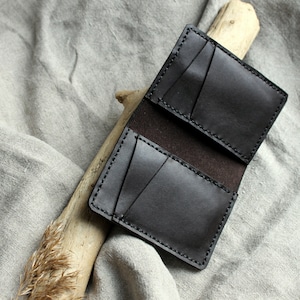 Portafoglio in pelle bifold per uomo Portafoglio in pelle minimalista, Porta carte sottile, Portafoglio da uomo piccolo, Portafoglio semplice marrone, Portafoglio in pelle marrone