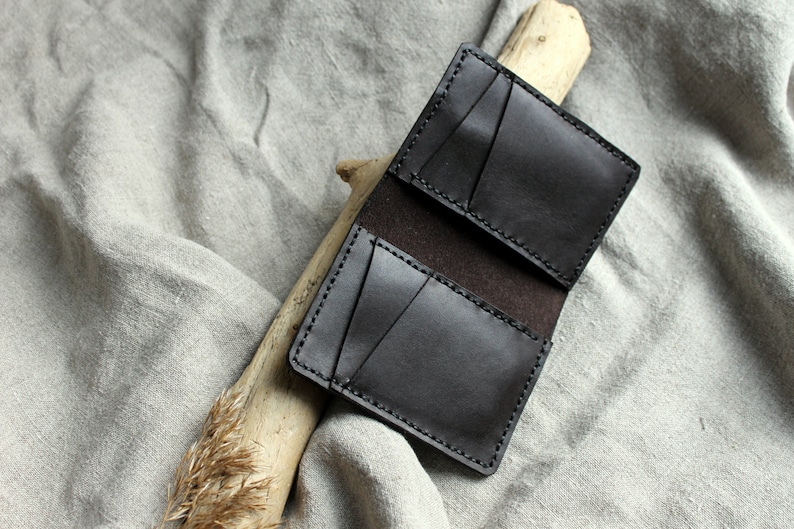 Bifold Leder Brieftasche für Männer Minimalistische Leder Brieftasche, Schlanke Kartenhalter, Kleine Herren Brieftasche, Braune Einfache Brieftasche, Braune Leder Brieftasche Bild 1