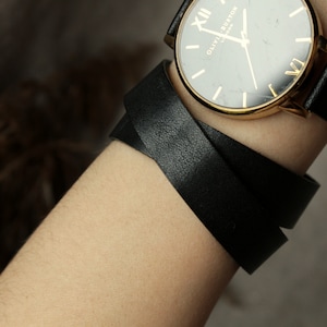Double Wrap Bracelet Leather Bracelet Black Leather Unisex